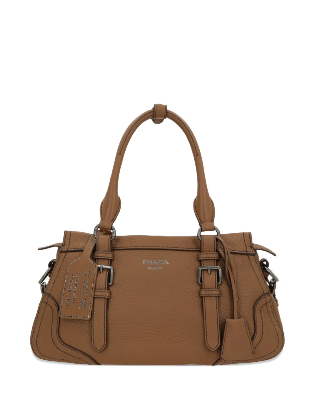 Prada buckle leather tote bag - Marrone
