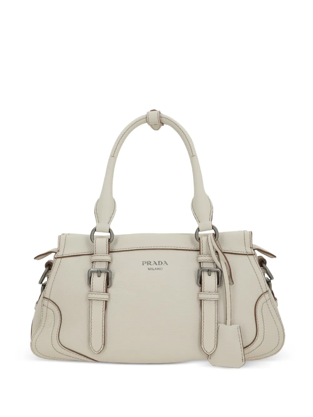 Prada buckle deer leather tote bag - Toni neutri
