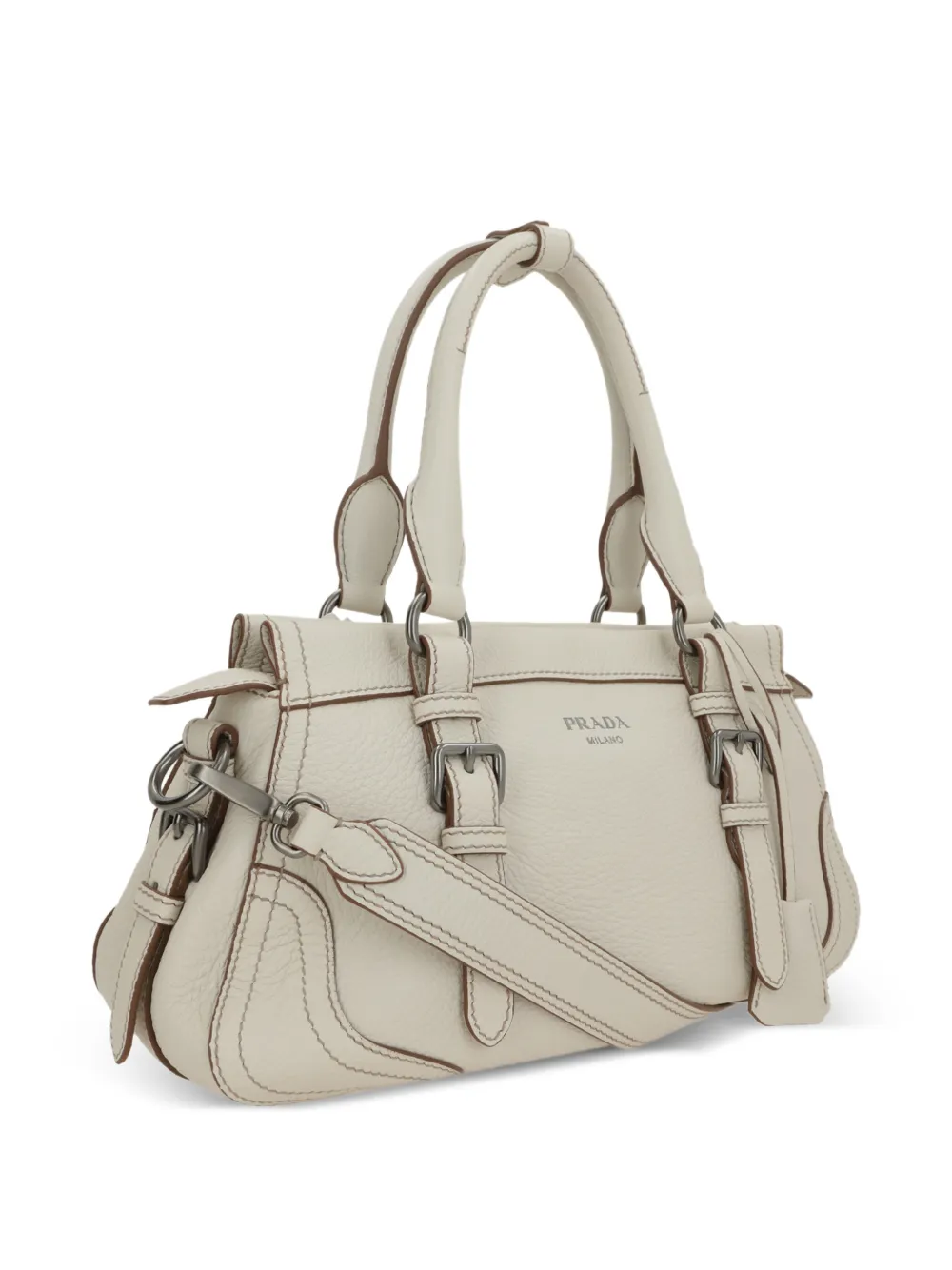 Prada Leren shopper Wit