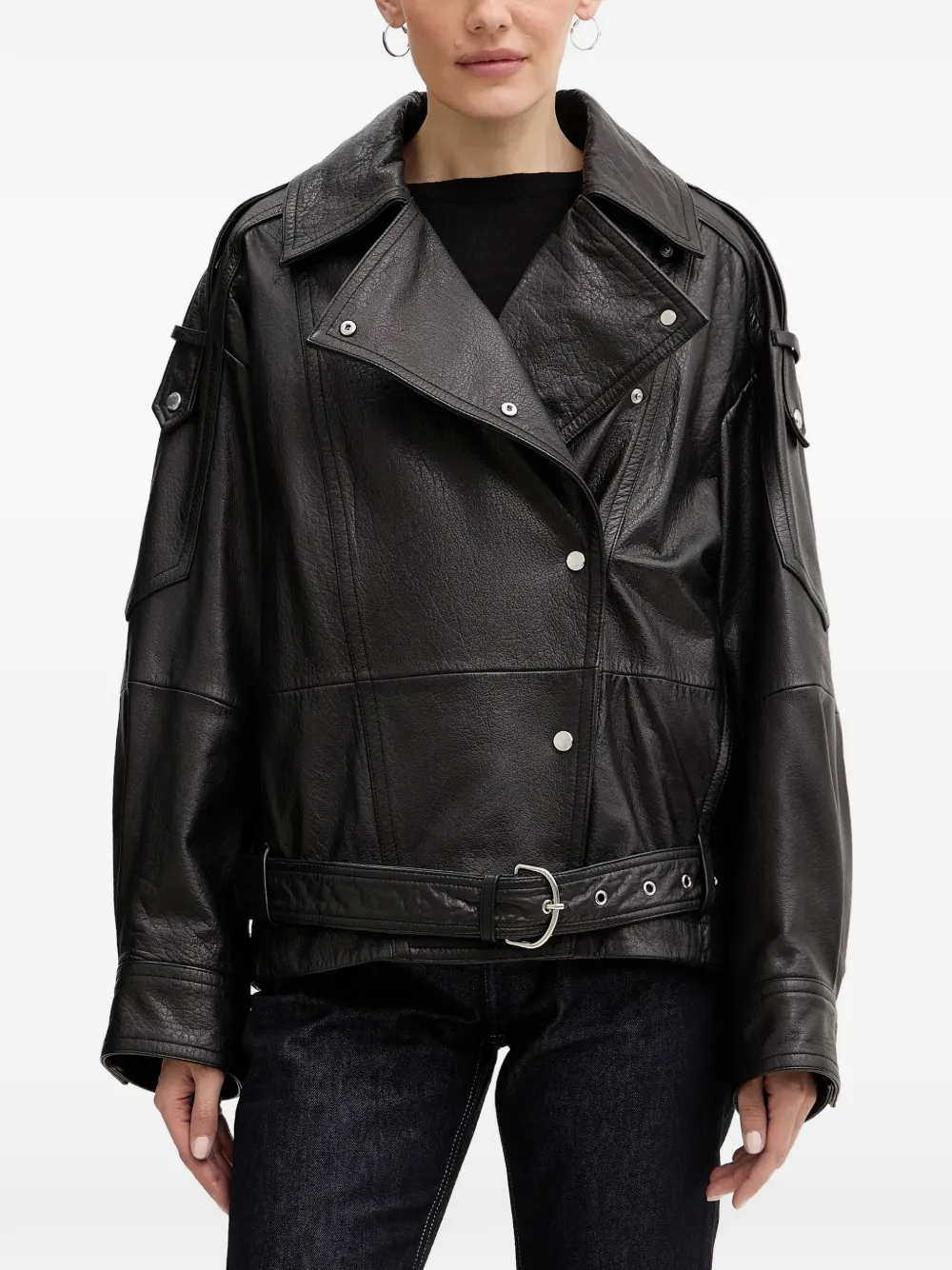 BOSS buttoned belted jacket - Nero