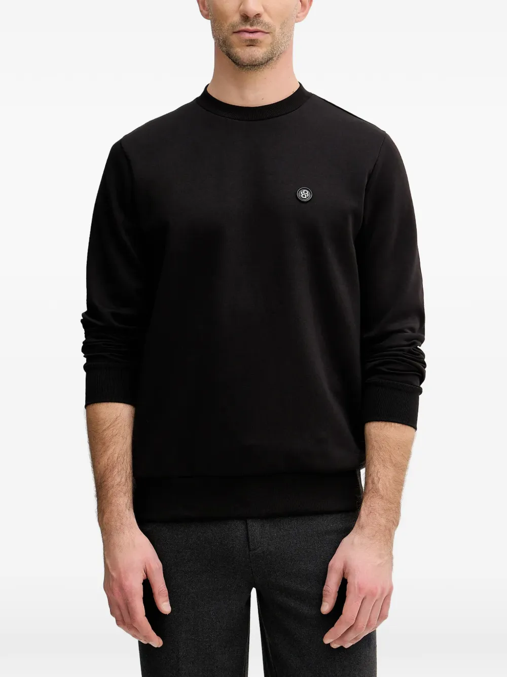BOSS logo-plaque crew-neck sweatshirt - Nero