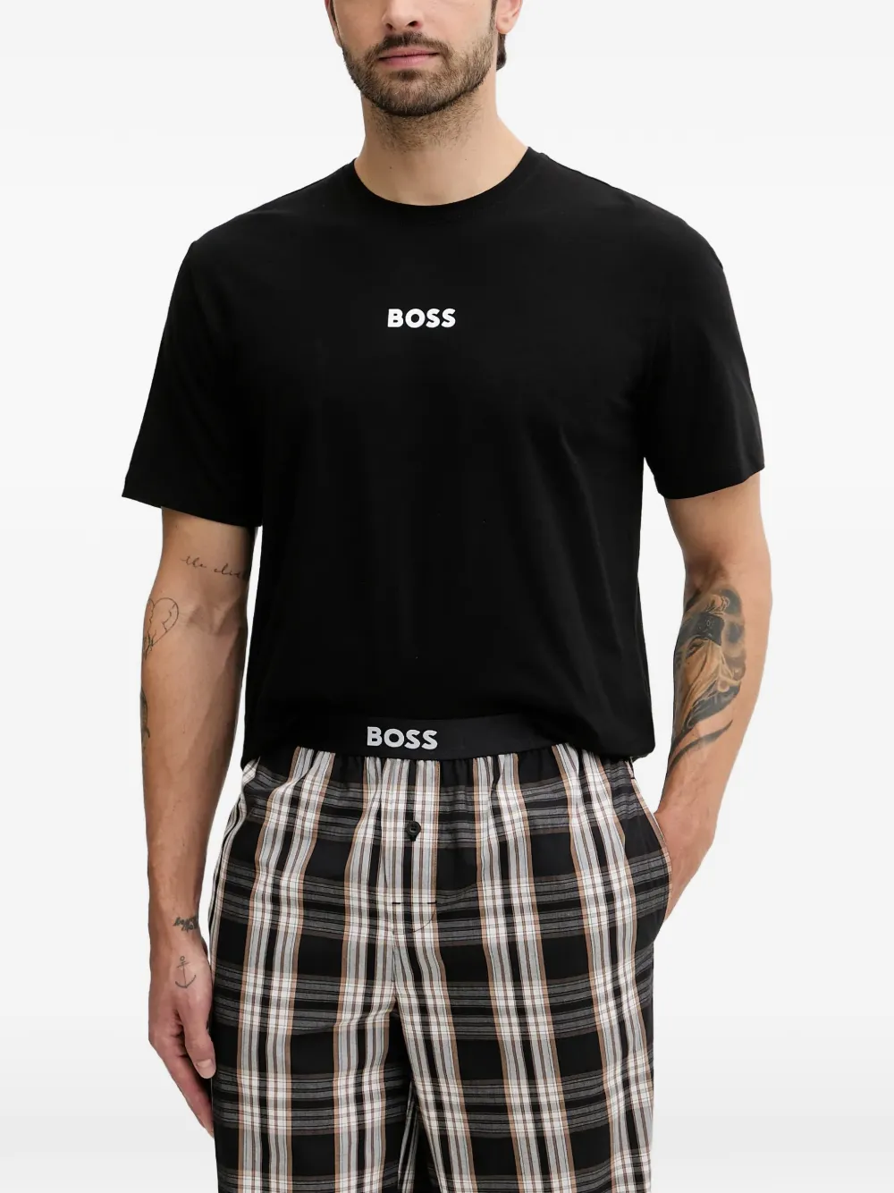 BOSS plaid-check pyjama set - Schwarz