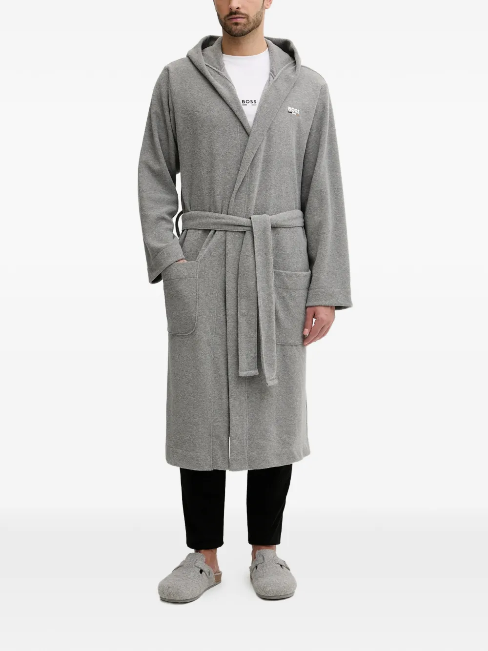 BOSS logo-detail robe - Grigio