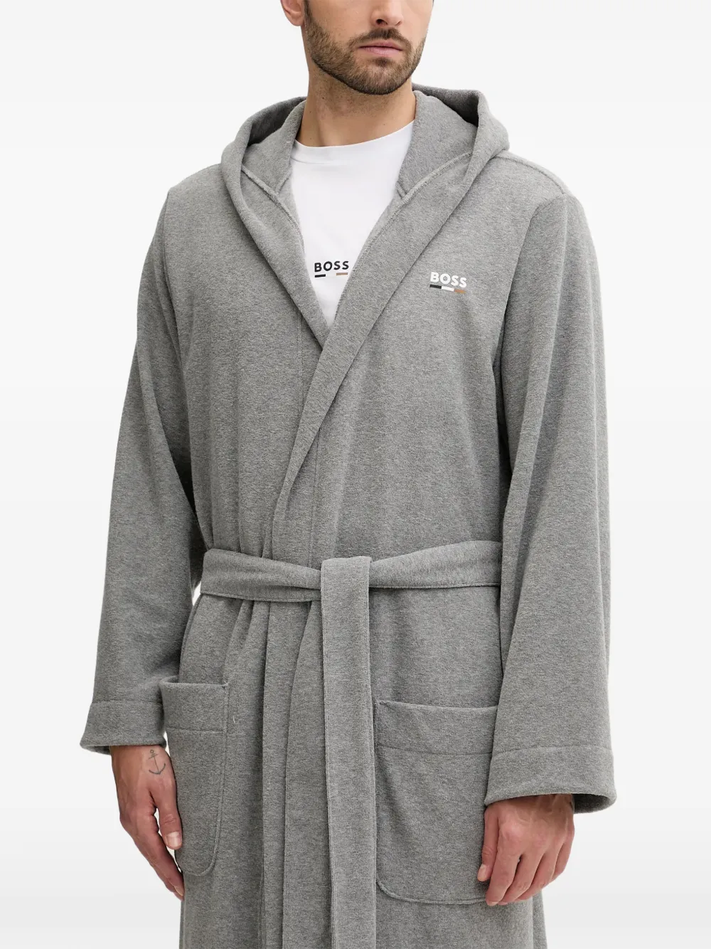 BOSS logo-detail robe - Grigio