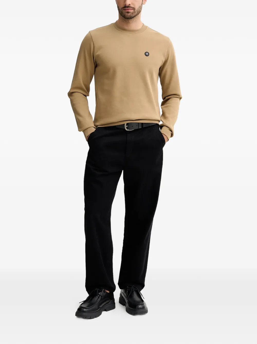 BOSS logo-patch sweatshirt - Beige