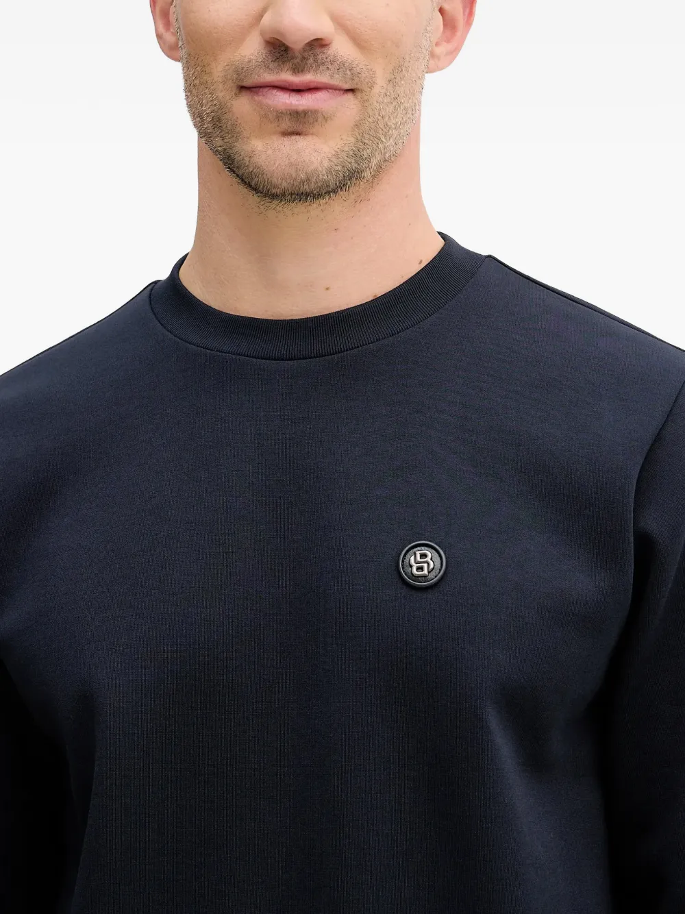 BOSS Sweater van katoenblend Blauw