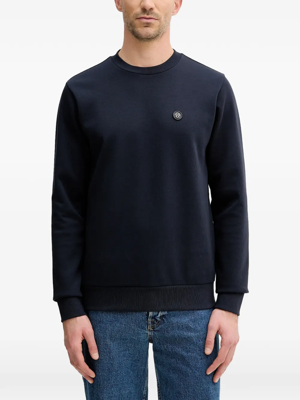 BOSS appliqué crew-neck sweatshirt - Blu