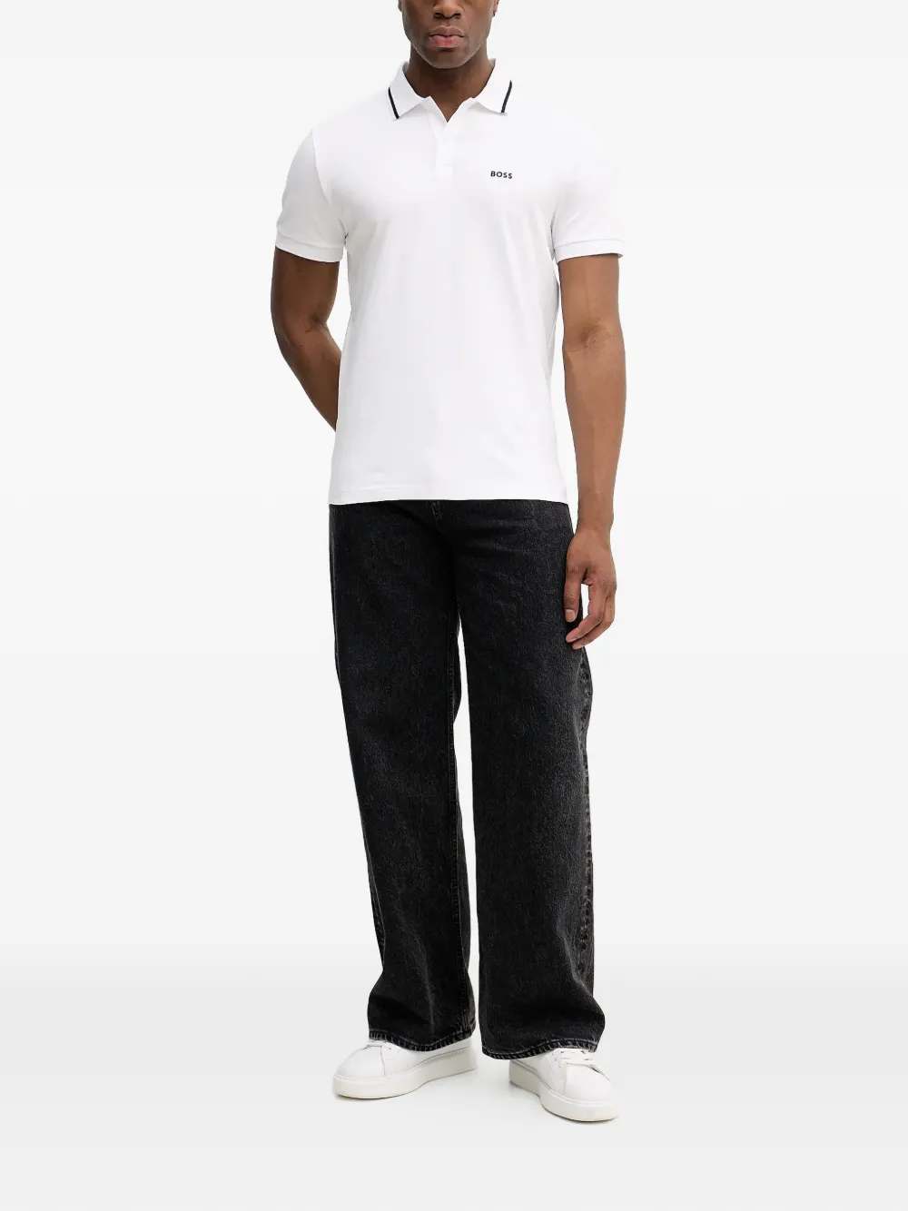 BOSS polo-collar T-shirt - Wit