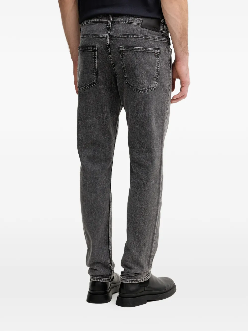  Boss Tonal Topstitching Straight-leg Jeans - Grey 