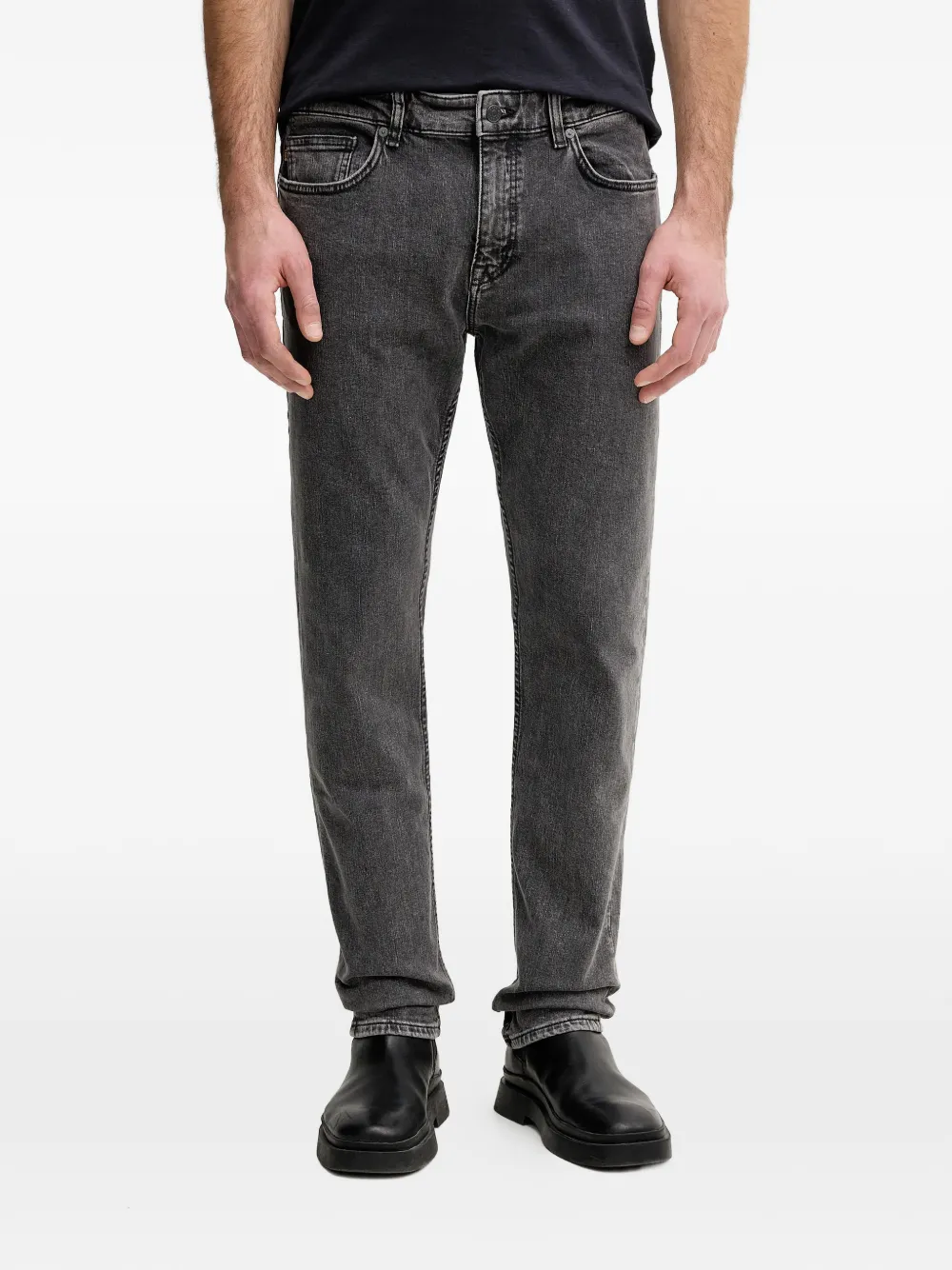 BOSS tonal topstitching straight-leg jeans - Grigio