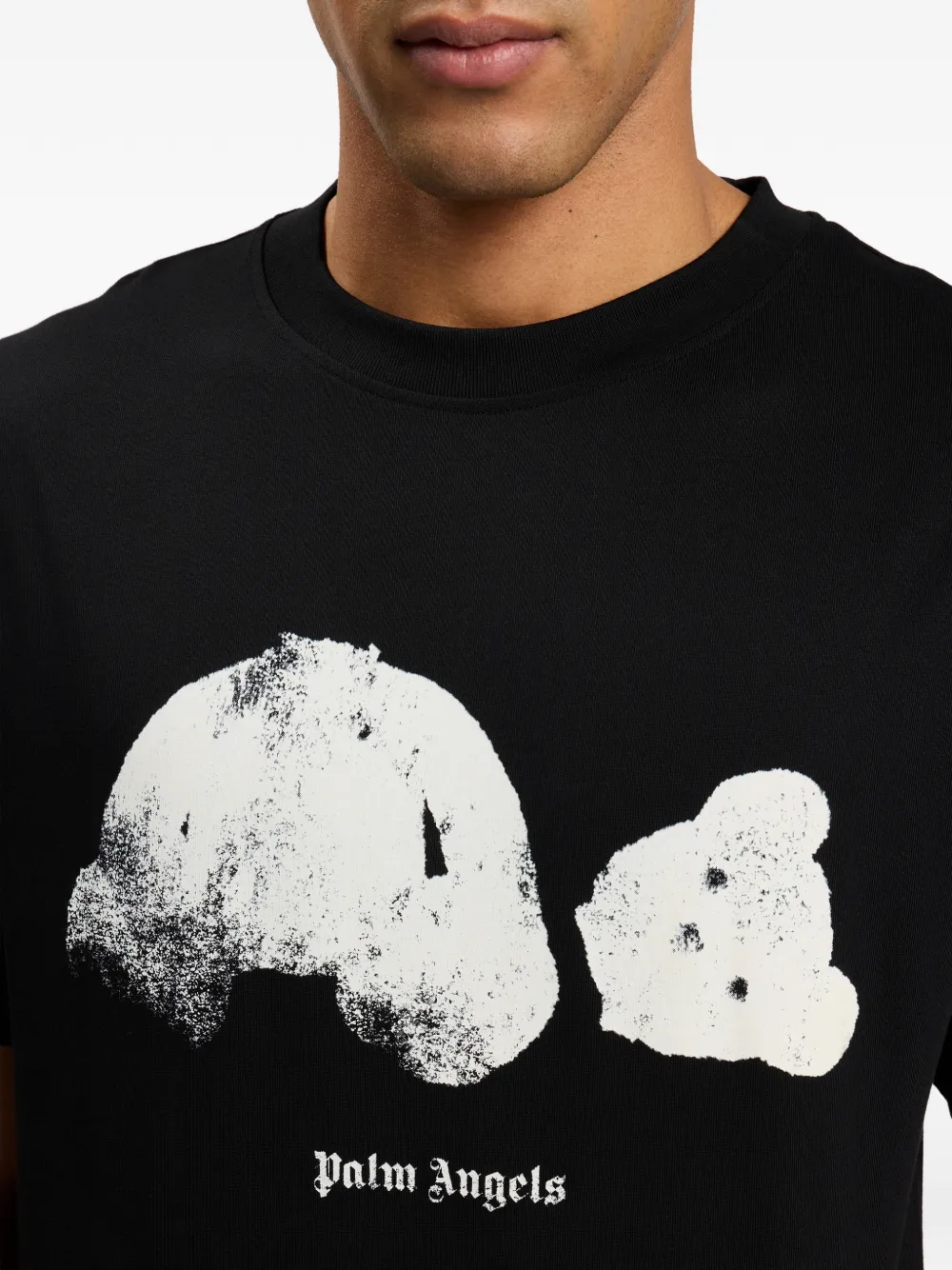 Palm Angels Spray Broken Bear T-shirt Zwart