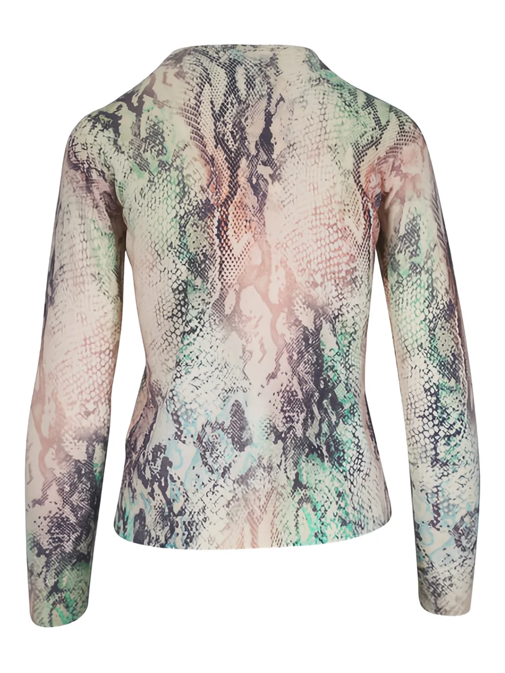  Kinross Cashmere Snakeskin-print Long-sleeved Top - Neutrals 