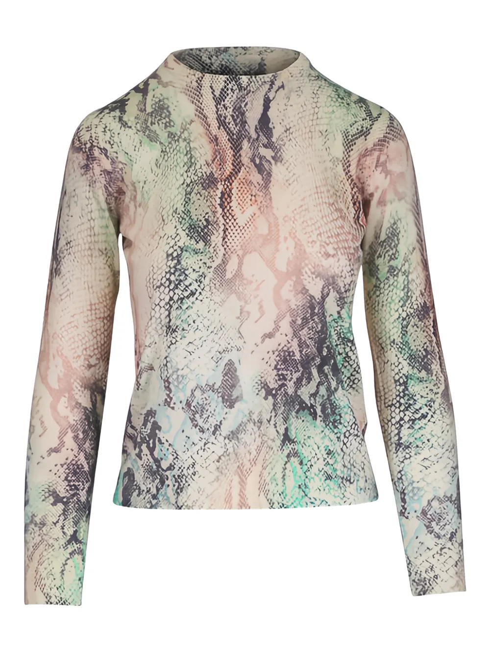 Kinross Cashmere snakeskin-print long-sleeved top - Toni neutri