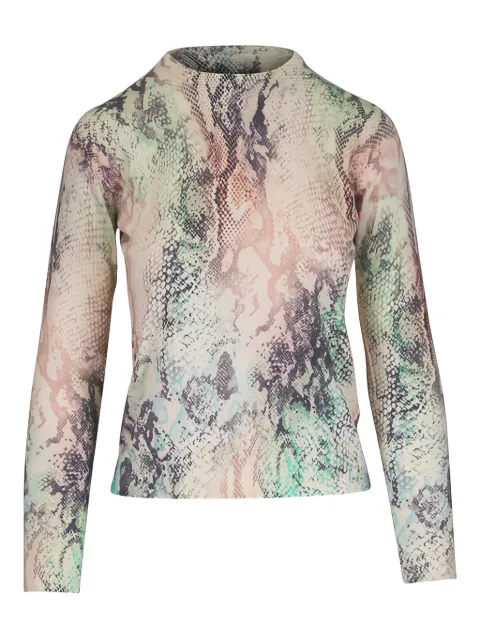 Kinross Cashmere snakeskin-print long-sleeved top