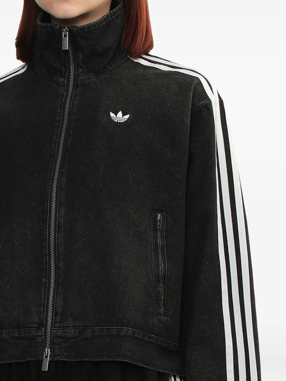 Adidas ジップアップ デニムジャケット | ブラック | FARFETCH JP