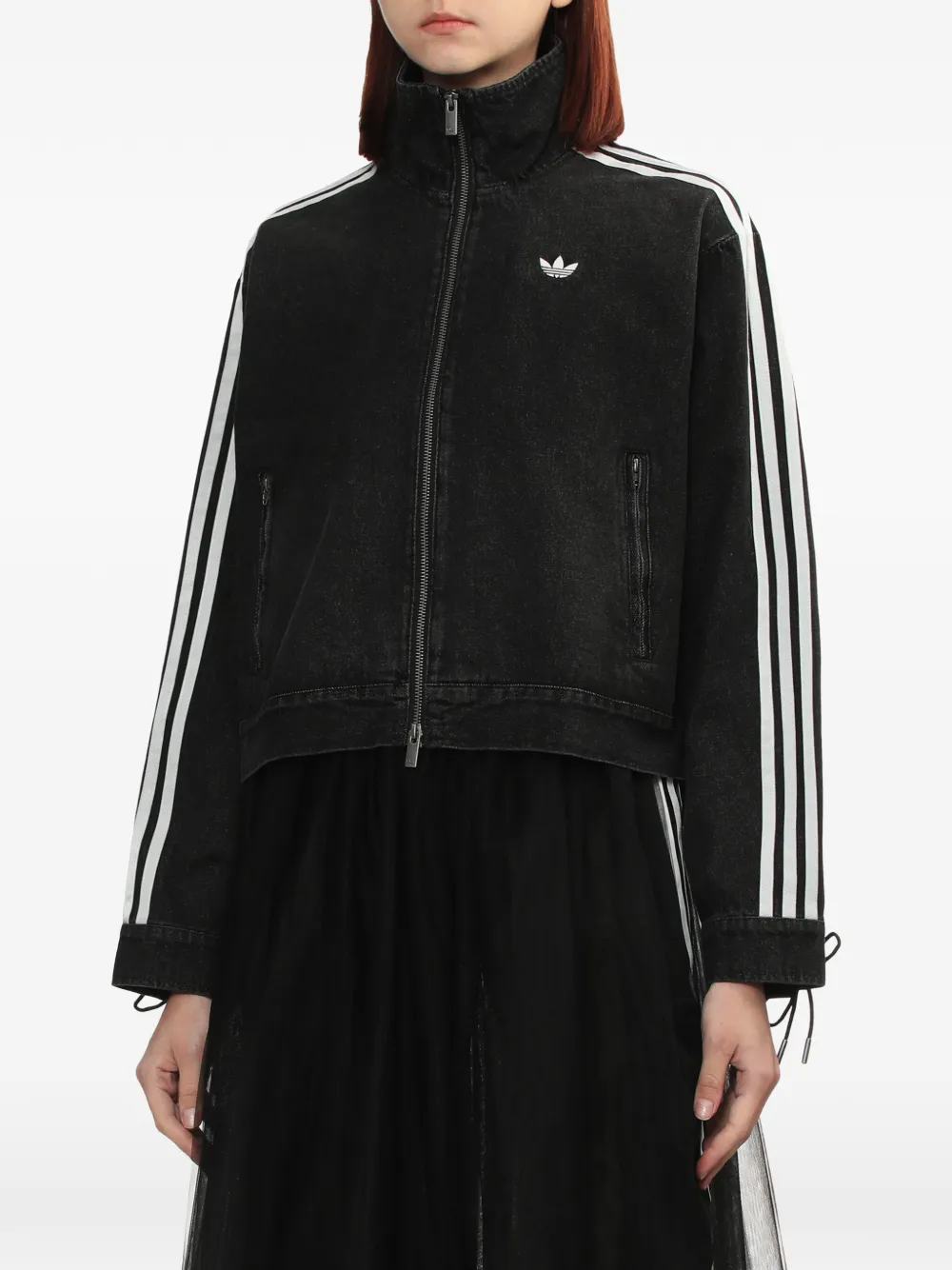 Adidas ジップアップ デニムジャケット | ブラック | FARFETCH JP