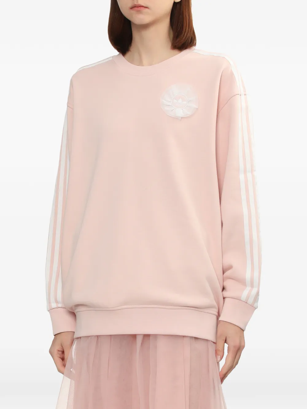 adidas 3-Stripes sweater met applicatie Roze