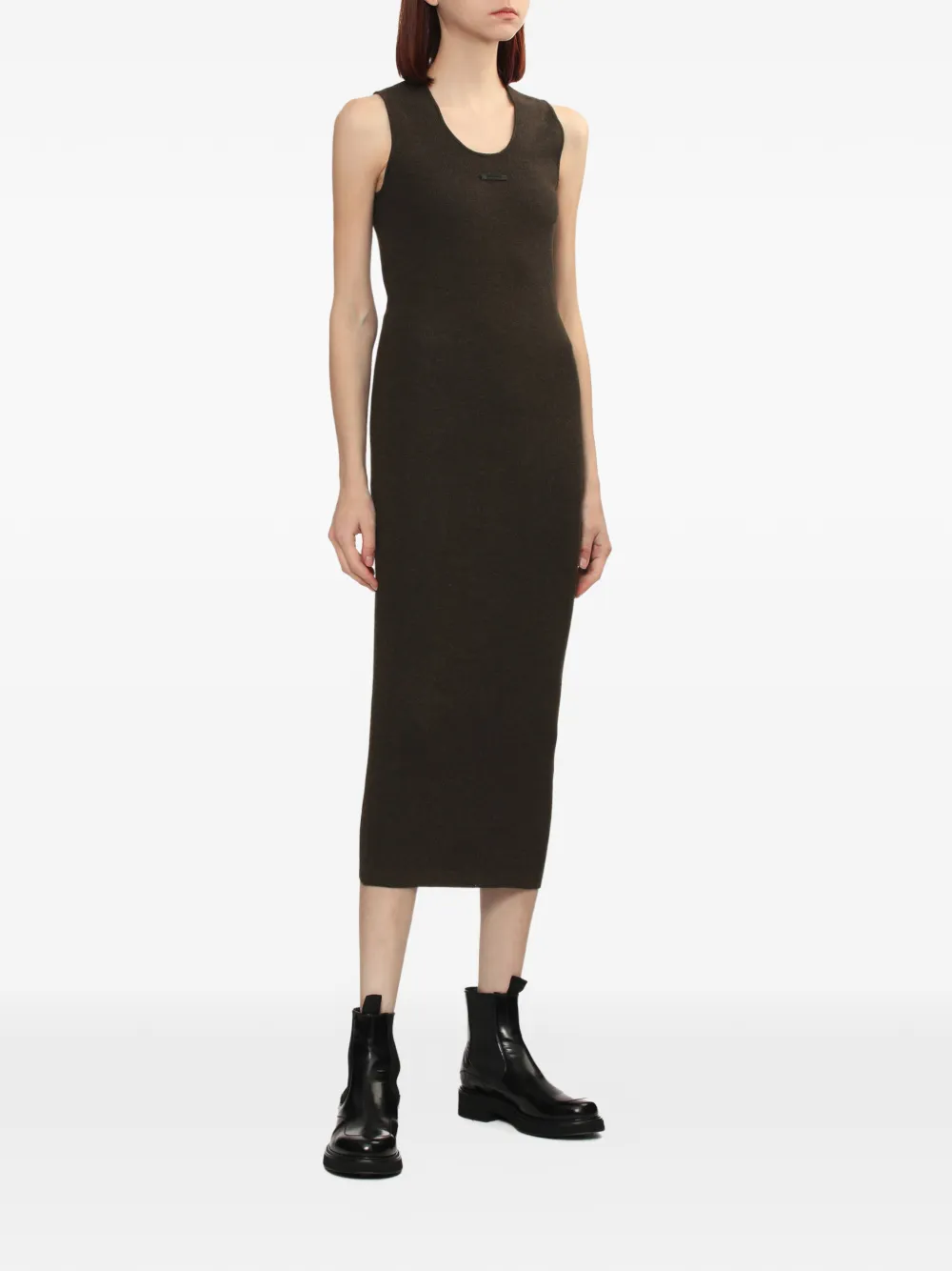 FEAR OF GOD ESSENTIALS scoop-neck ribbed midi dress - Bruin