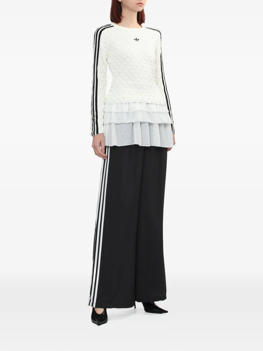 Adidas ruffled 3-Stripes trousers - Zwart
