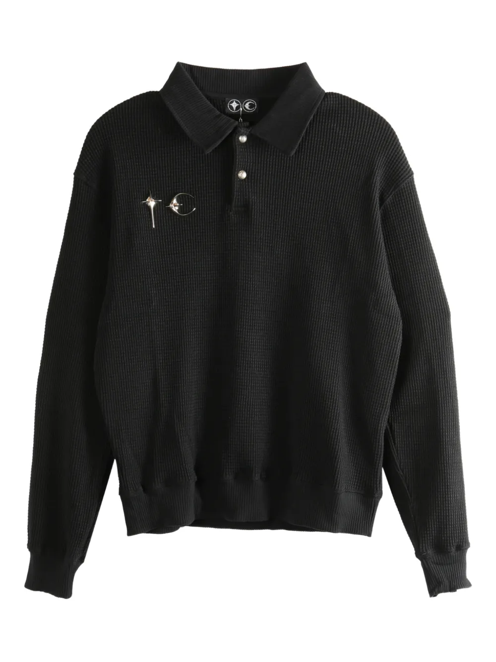 THUG CLUB waffle pin polo shirt - Nero