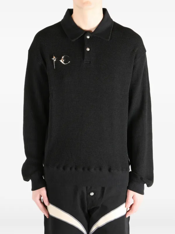 THUG CLUB Waffle Pin Polo Shirt | Black | FARFETCH