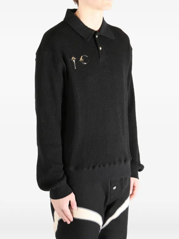 THUG CLUB Waffle Pin Polo Shirt | Black | FARFETCH