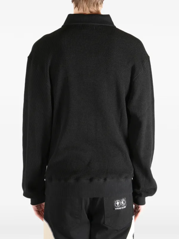 Thug Club ポロニット24AW THUG CLUB Waffle Pin Polo Shirt | Black | FARFETCH