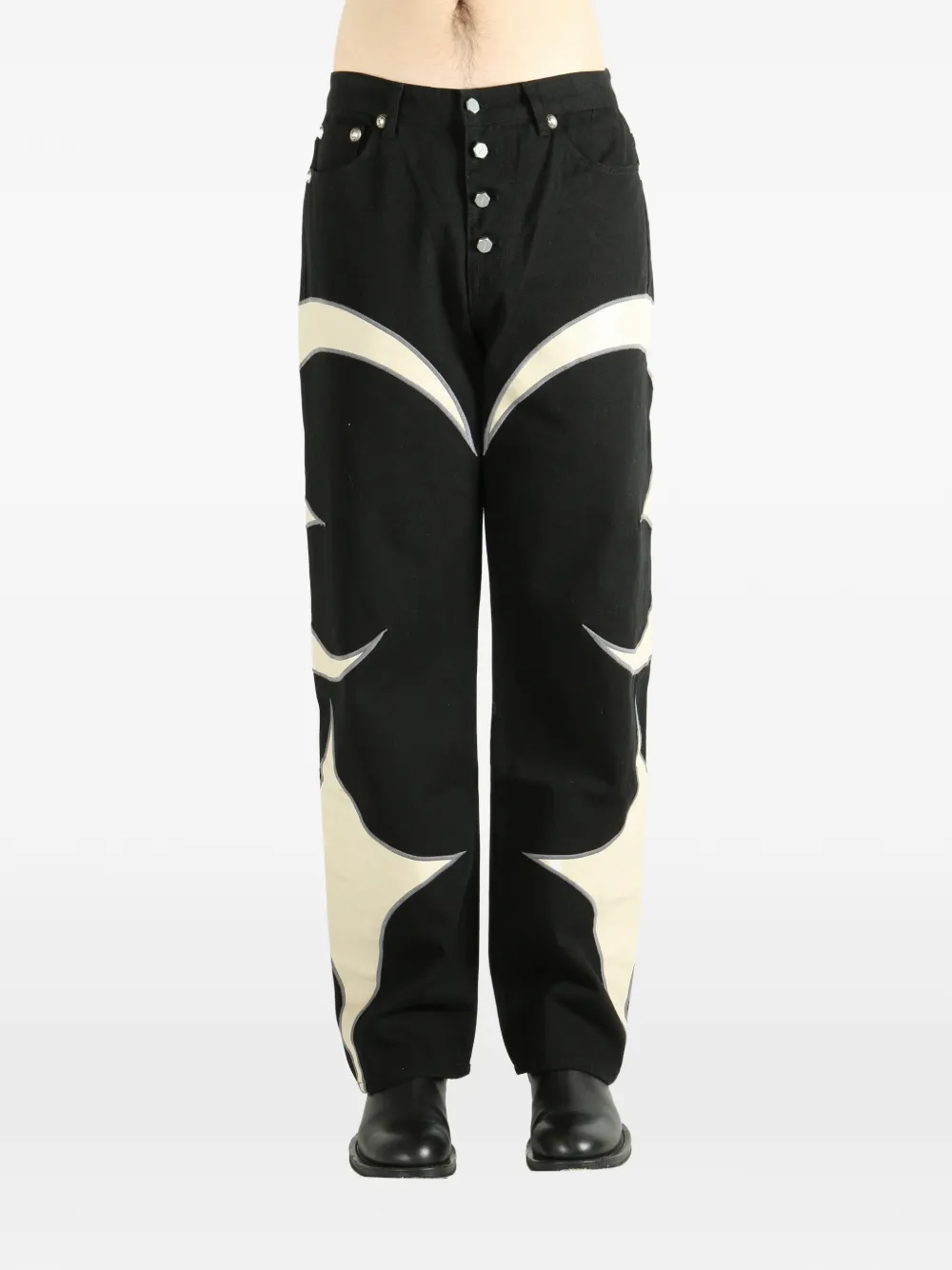 THUG CLUB crescent design jeans - Zwart