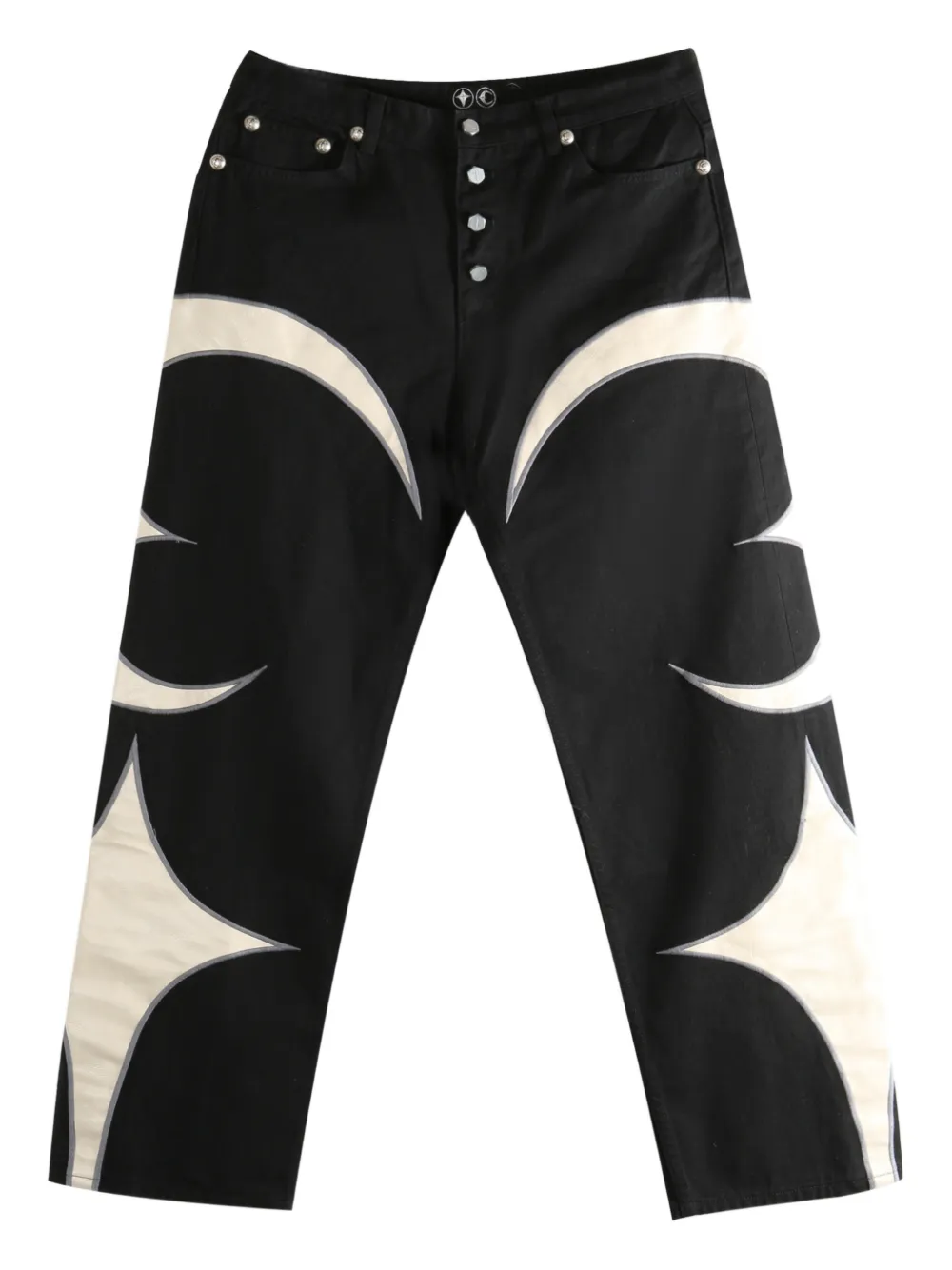 THUG CLUB crescent design jeans - Nero