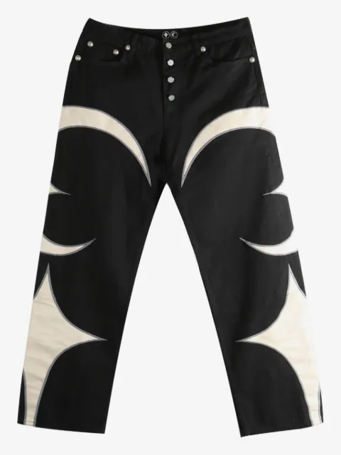 THUG CLUB Crescent leather-panelled jeans
