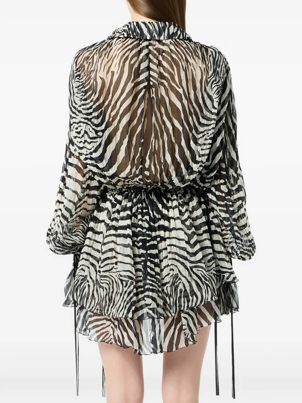 Lace-Trim Zebra-Print Mini Dress