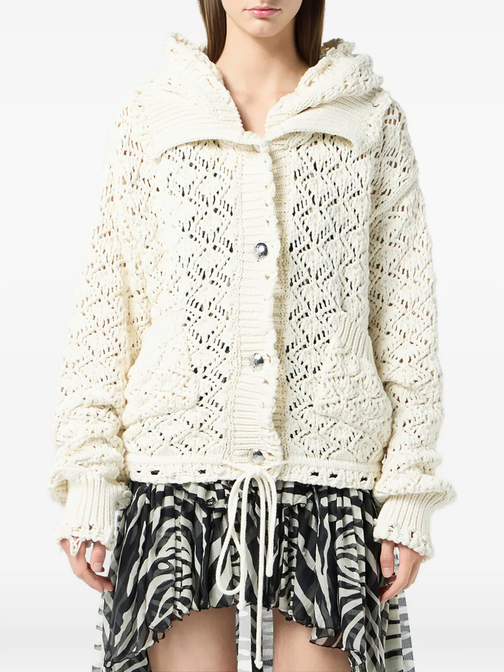 Blumarine Vest met capuchon en stiksel Wit