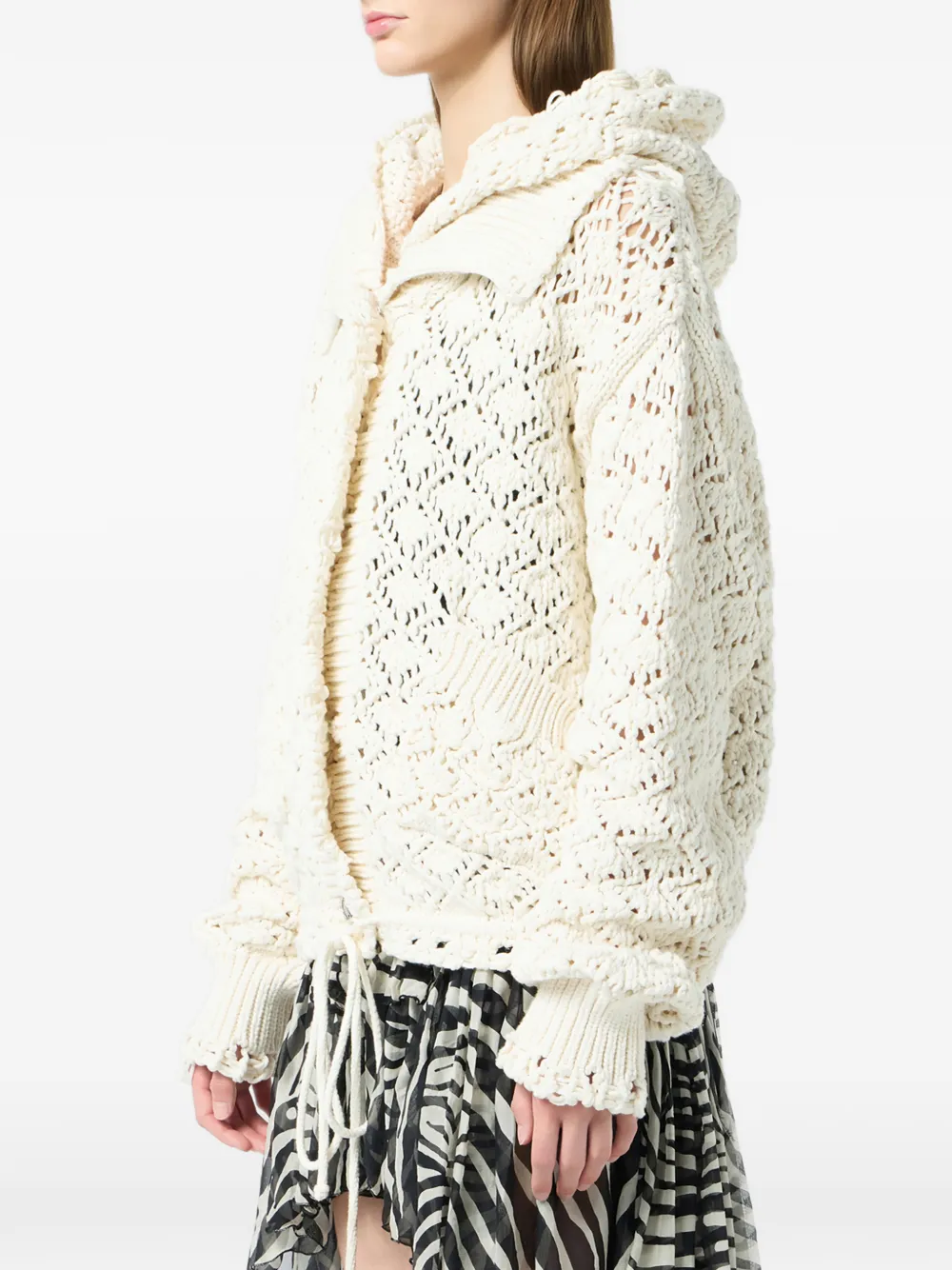 Blumarine Vest met capuchon en stiksel Wit