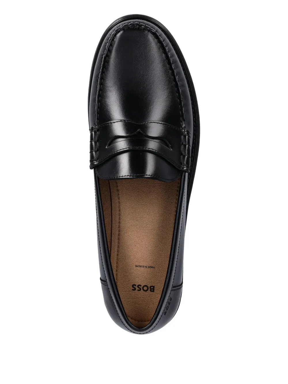 BOSS penny topstitched loafers Zwart