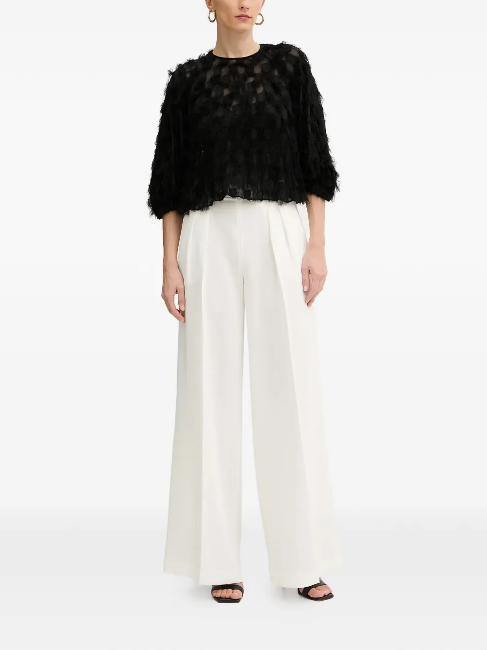 BOSS Baima feather-embellished blouse - Zwart