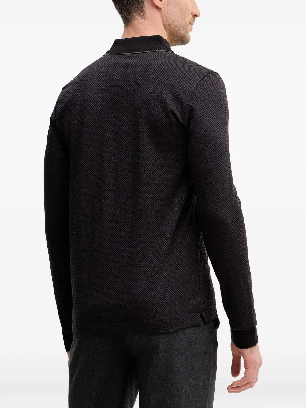 BOSS Poloshirt met rits Zwart