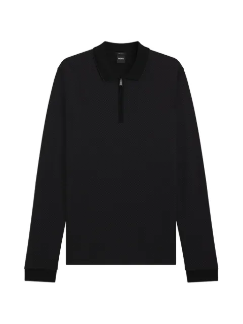 BOSS mercerised-cotton polo shirt with two-tone structure