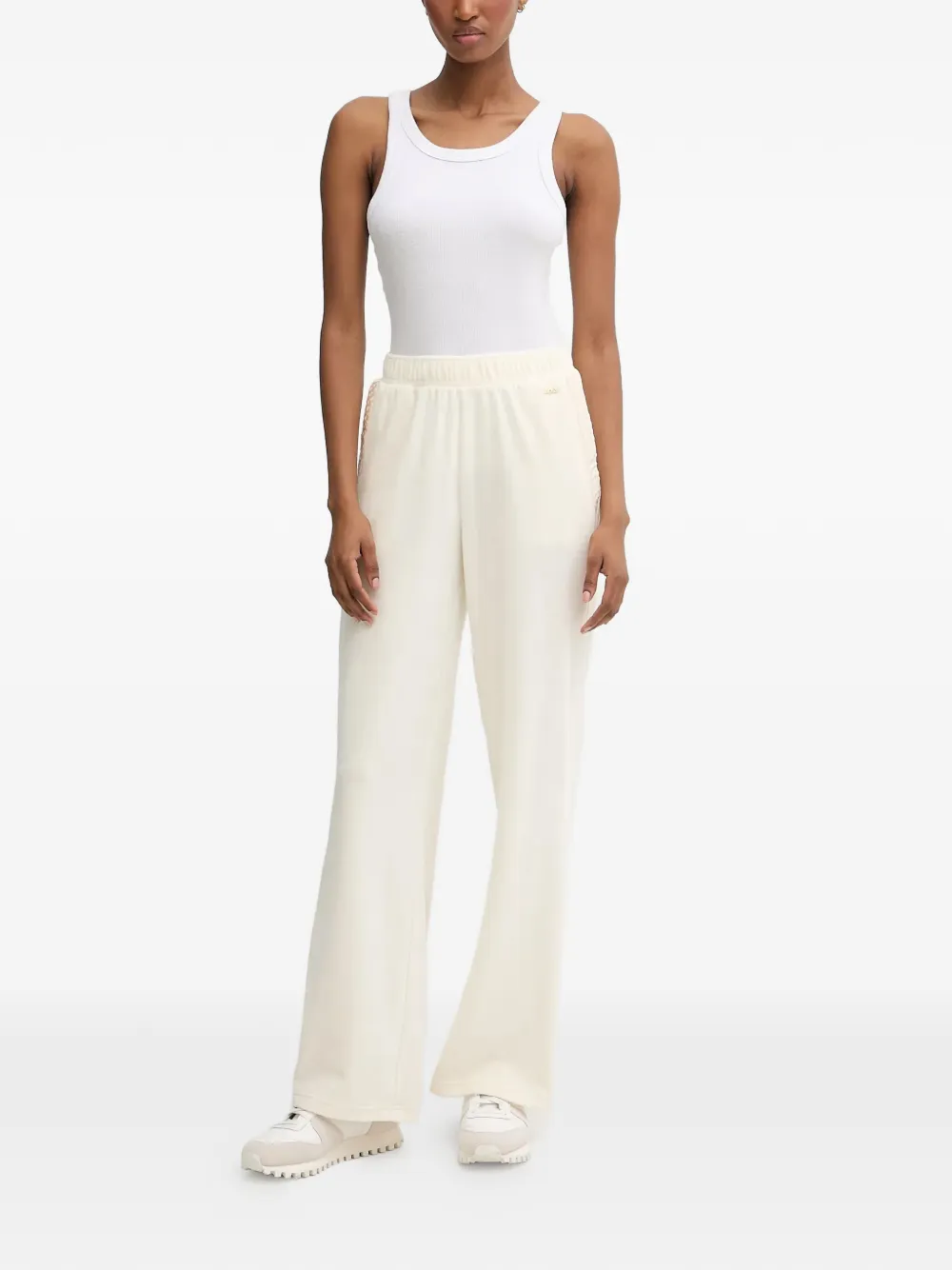 BOSS logo-plaque velvet track pants - Wit