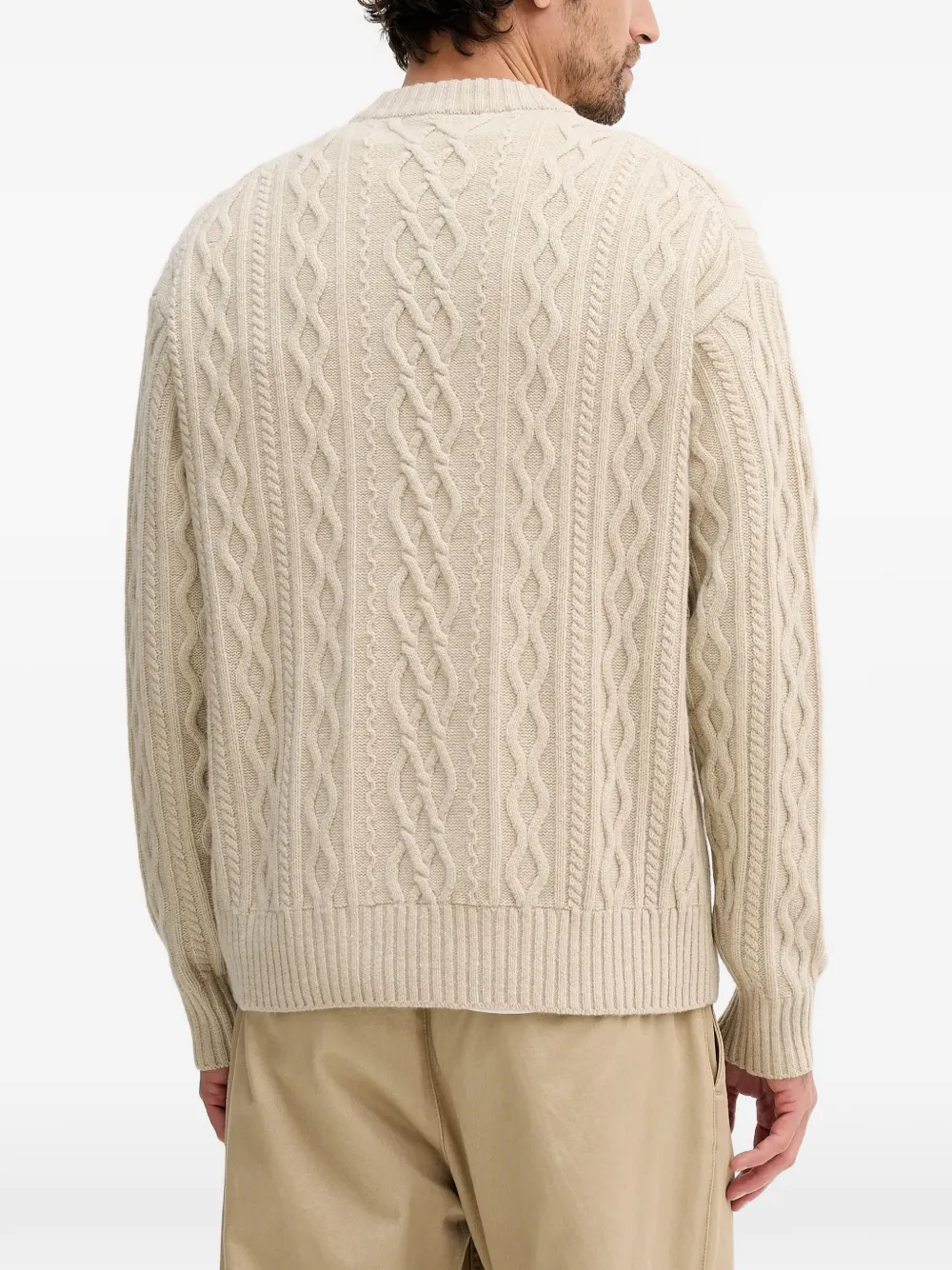 BOSS cable-knit crew-neck sweater - Beige