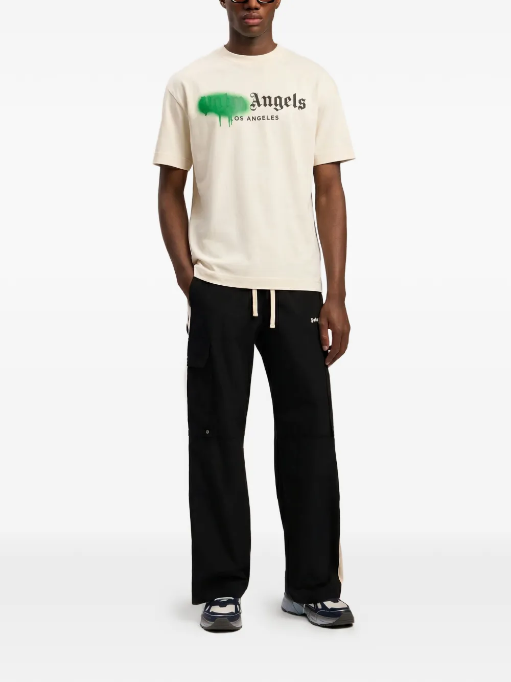 Palm Angels Spray City Los Angeles dripping logo T-shirt - Beige