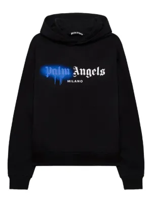 Palm Angels Curved Logo Hoodie | Black | FARFETCH