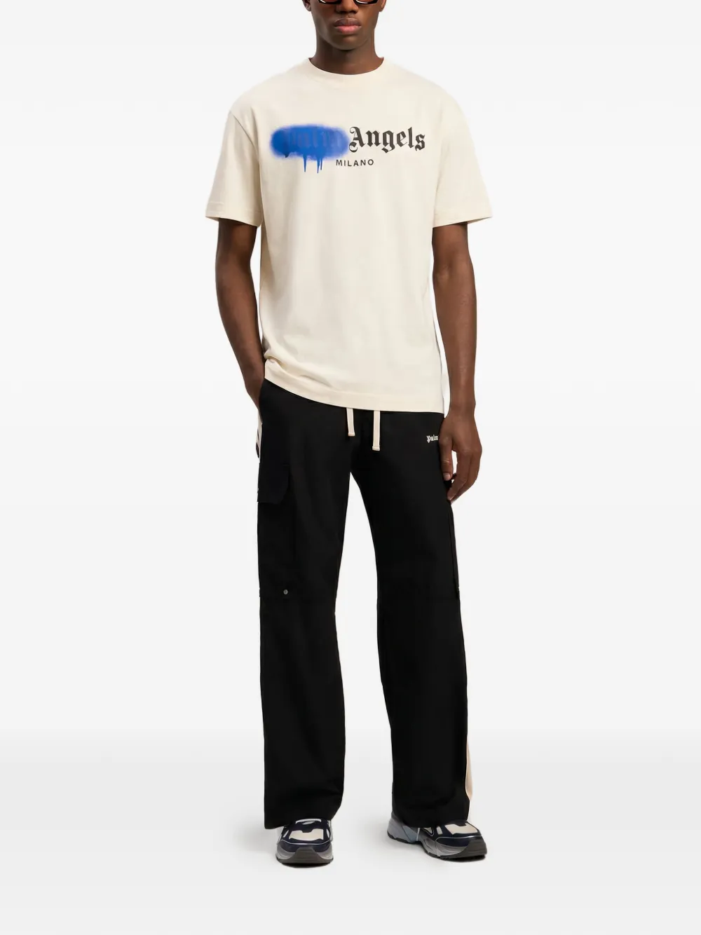 Palm Angels Spray City Milan dripping logo T-shirt - Beige