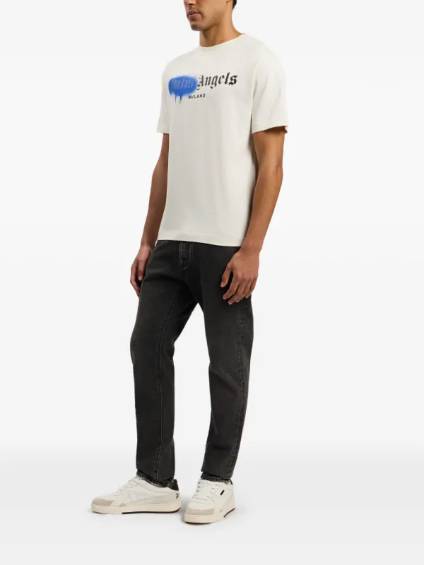Palm Angels Spray City Milan Dripping Logo T-shirt | Neutrals
