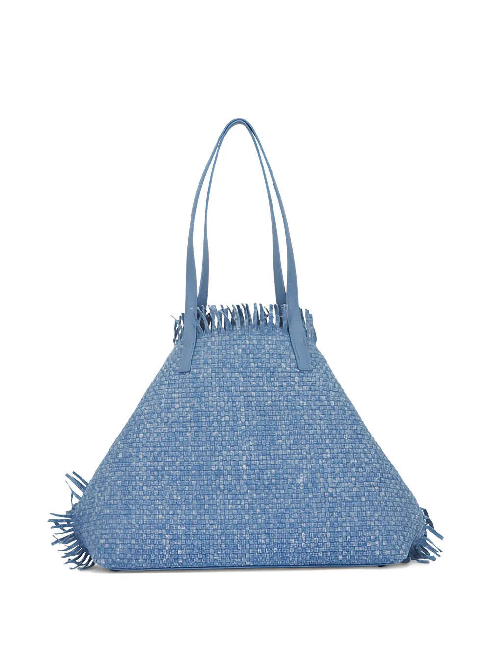 Akris medium fringed-edges woven tote bag - Blauw