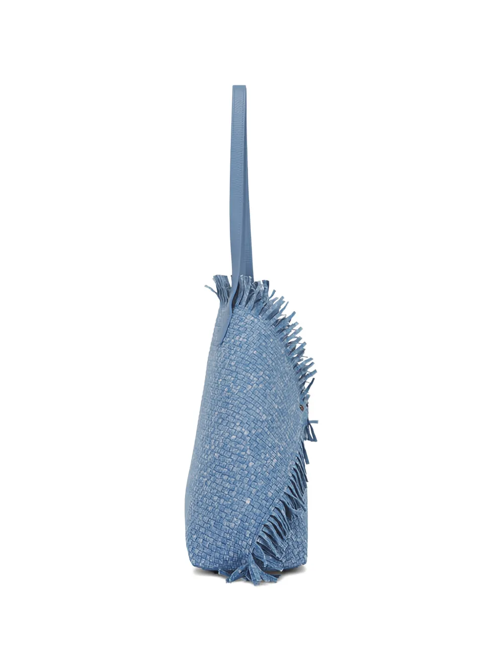  Akris Medium Fringed-edges Woven Tote Bag - Blue 