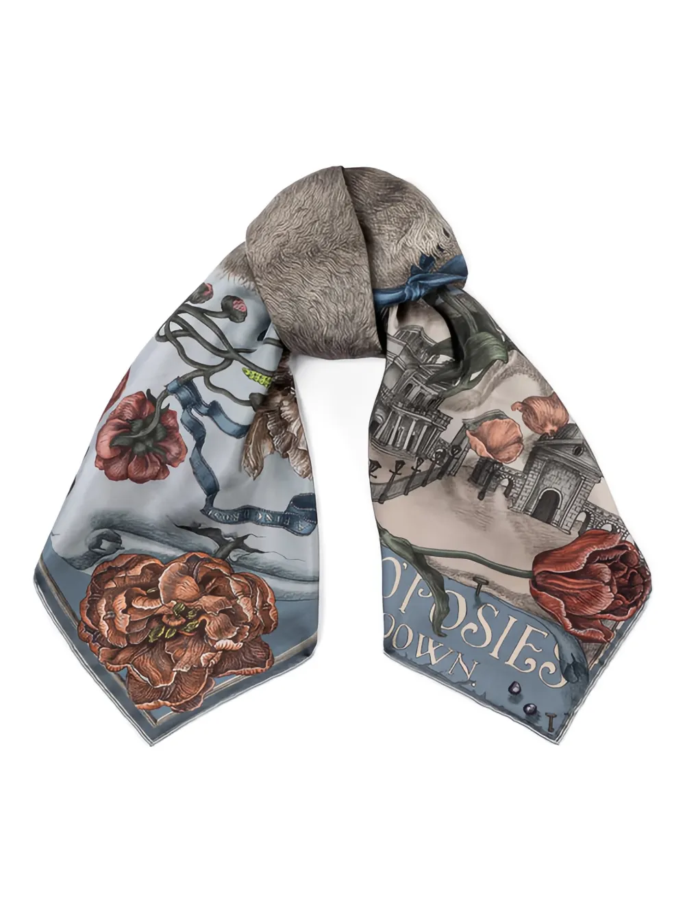 Sabina Savage Ring A Ring Glacier O'Roses sjaal met bloemenprint - Blauw