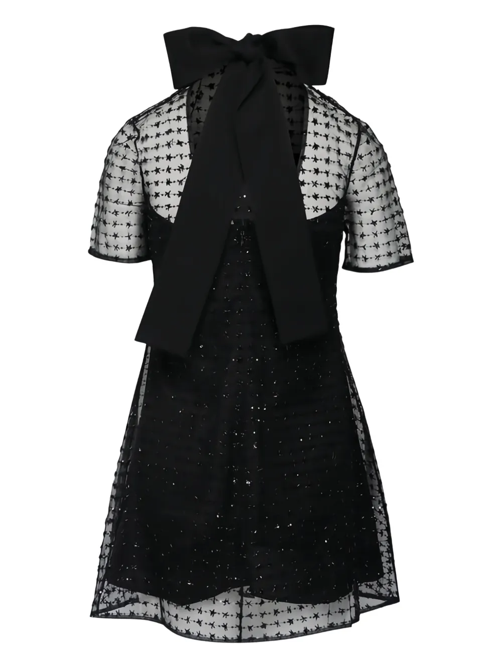 STAUD Mini-jurk verfraaid met pailletten en strik - Zwart