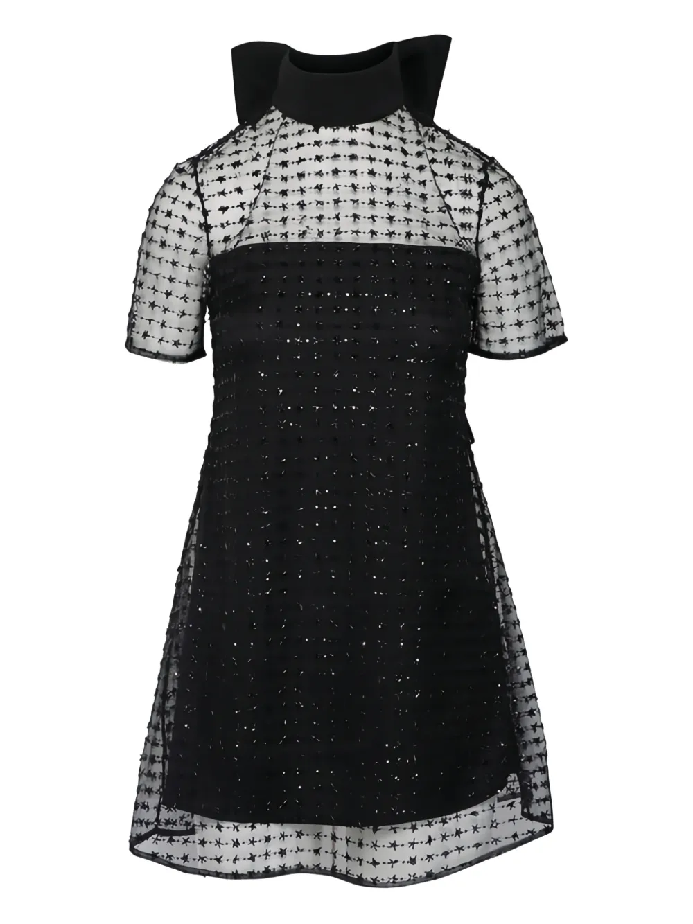 STAUD bow-detail sequin-embellished mini dress - Schwarz