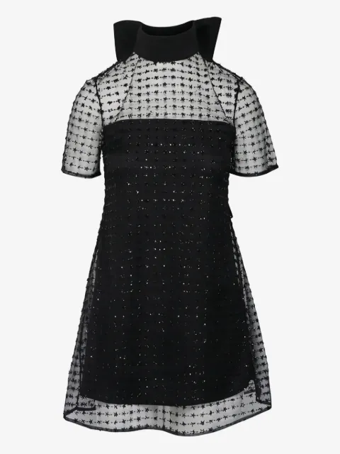 STAUD bow-detail sequin-embellished mini dress
