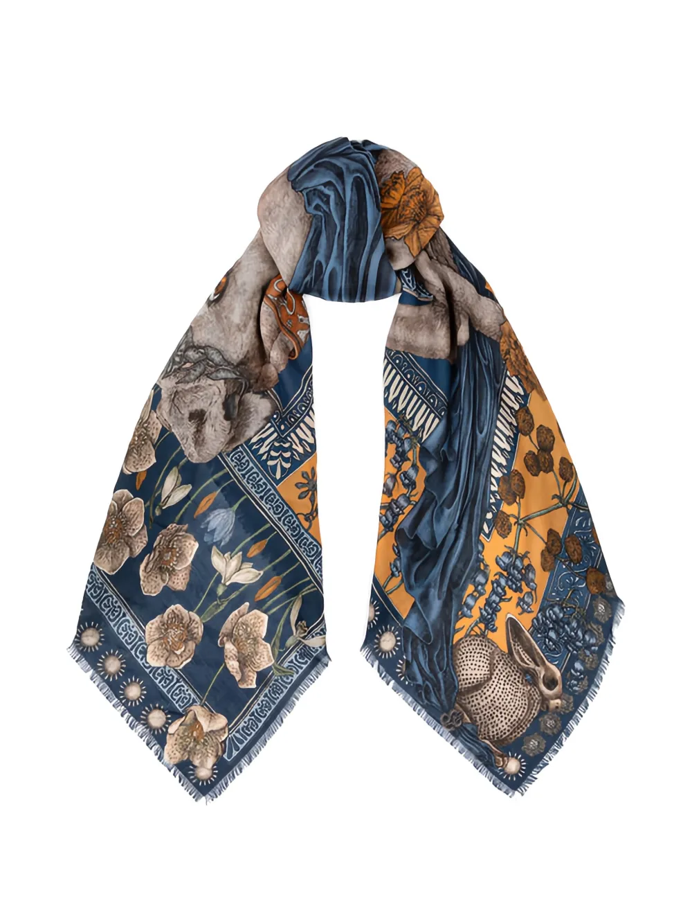 Sabina Savage illustration scarf - Blauw